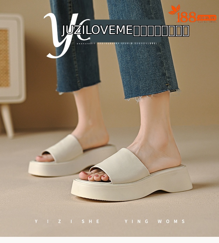 Dép sandal nữ xỏ ngón đế dày 3 cm, quai ngang mềm, chống trượt — màu đen, Trắng kem-, bạc, màu mơ chi tiết 2