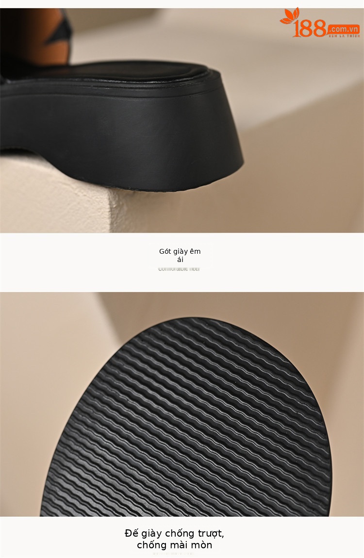 Dép sandal nữ xỏ ngón đế dày 3 cm, quai ngang mềm, chống trượt — màu đen, Trắng kem-, bạc, màu mơ chi tiết 11