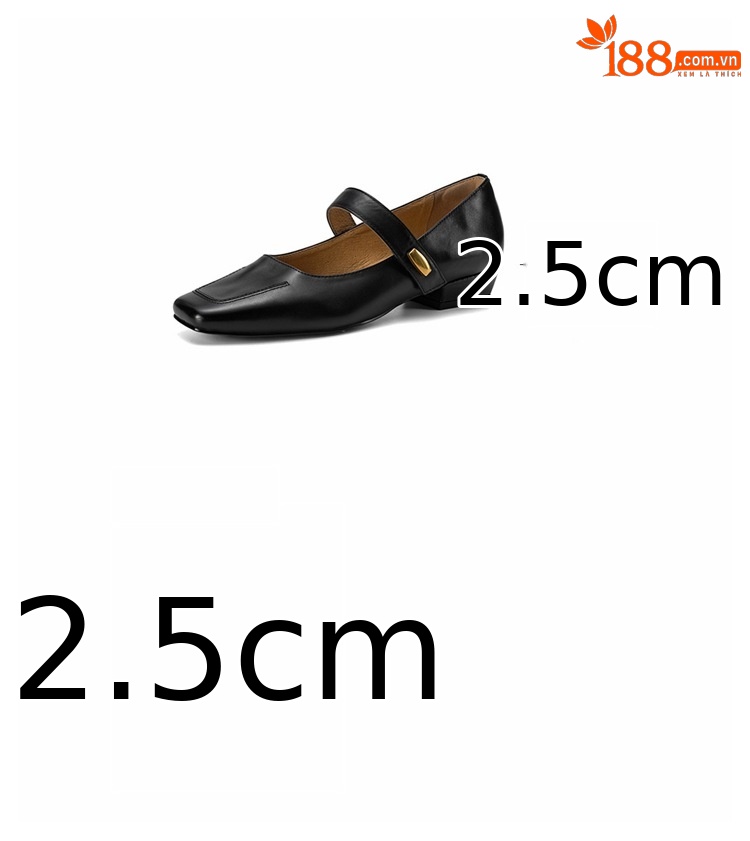 Giày Mary Jane nữ quai ngang gót thấp 2,5 cm, da bò mềm miệng nông — màu nâu chi tiết 2