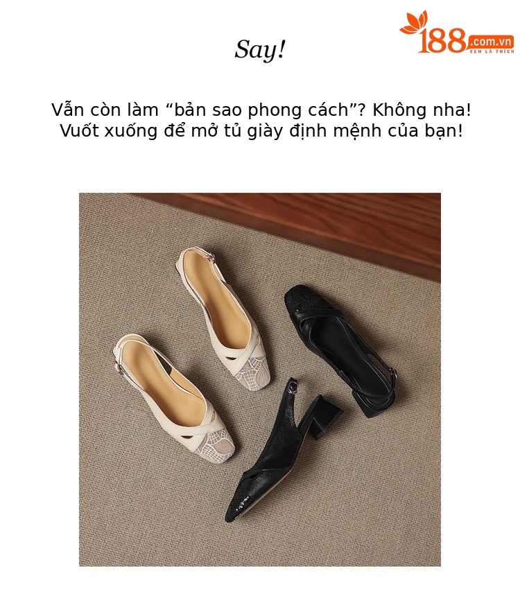 Sandal cao gót nữ hở mũi da cừu lưới phối màu quai ngang khóa — màu đen, màu trắng ngà chi tiết 2