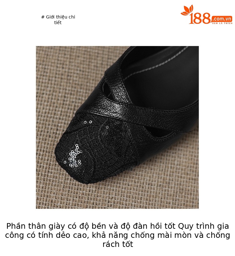 Sandal cao gót nữ hở mũi da cừu lưới phối màu quai ngang khóa — màu đen, màu trắng ngà chi tiết 6