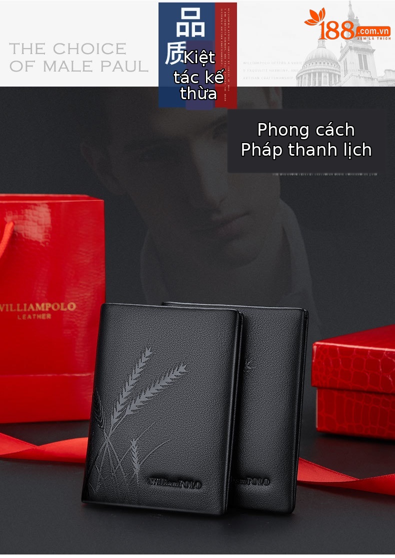 Ví da nam dài nhiều khe thẻ Hoàng đế Paul 2026 chi tiết 1