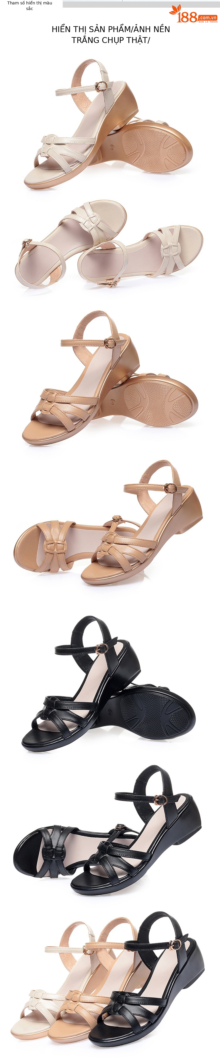 Sandal nữ đế xuồng da mềm gót thấp chống trượt size lớn — màu đen chi tiết 3