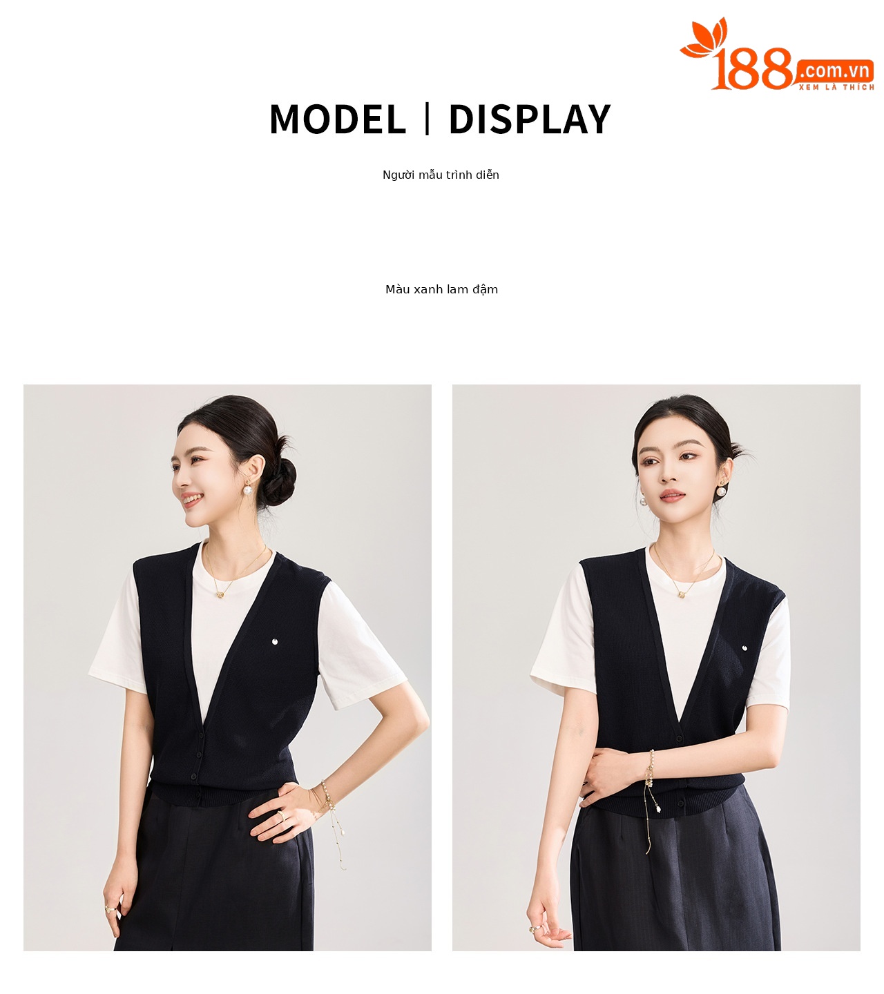 Áo thun dệt kim tay ngắn cổ tròn chất liệu Tencel siêu mịn — màu xanh navy chi tiết 12