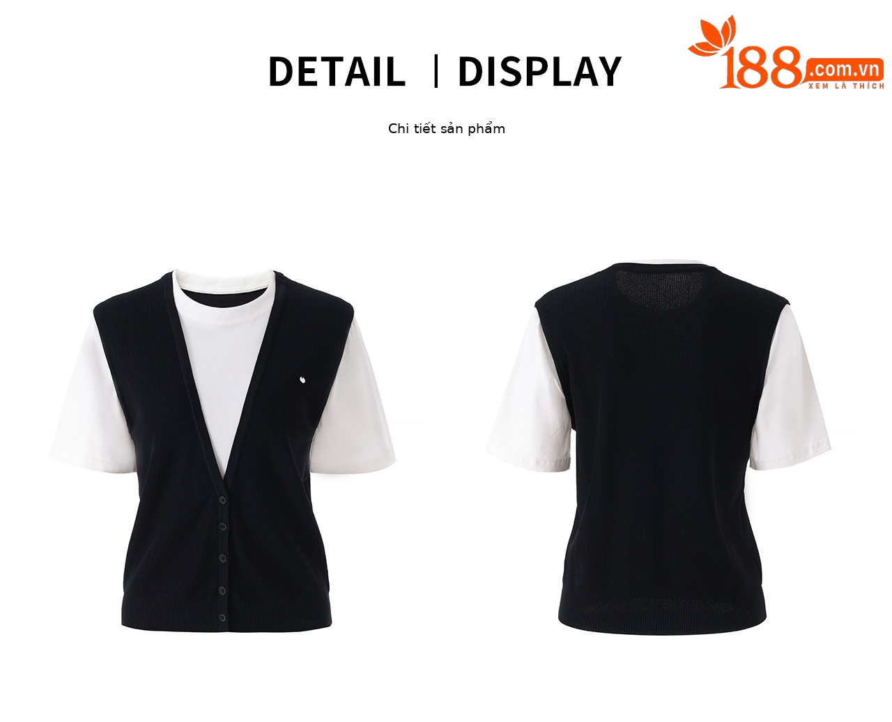 Áo thun dệt kim tay ngắn cổ tròn chất liệu Tencel siêu mịn — màu xanh navy chi tiết 18