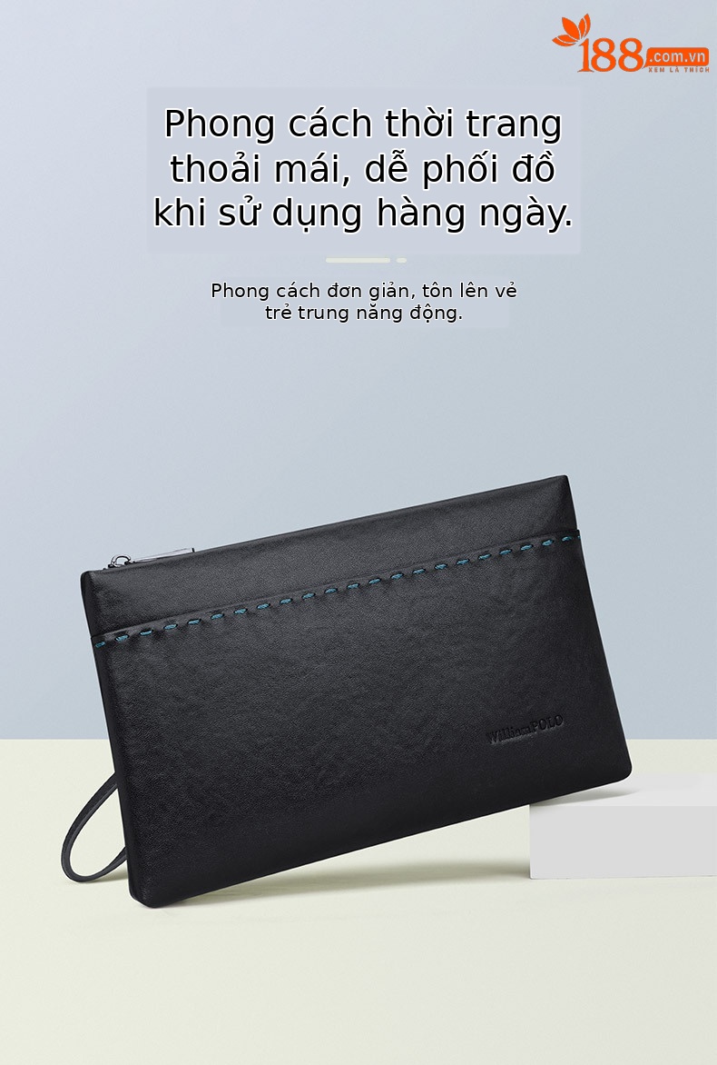 Túi clutch nam da bò cao cấp phong cách phong bì chi tiết 1