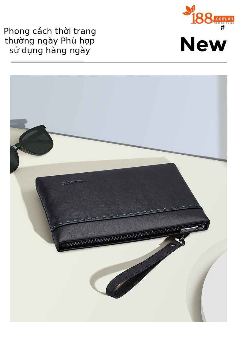 Túi clutch nam da bò cao cấp phong cách phong bì chi tiết 2