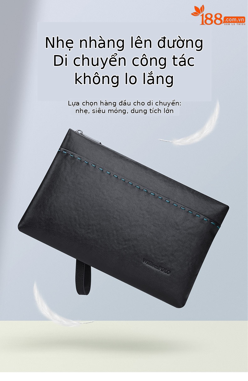 Túi clutch nam da bò cao cấp phong cách phong bì chi tiết 8