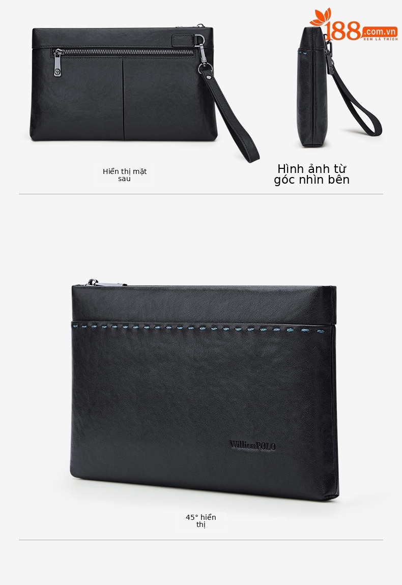 Túi clutch nam da bò cao cấp phong cách phong bì chi tiết 11