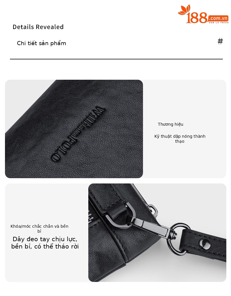 Túi clutch nam da bò cao cấp phong cách phong bì chi tiết 12
