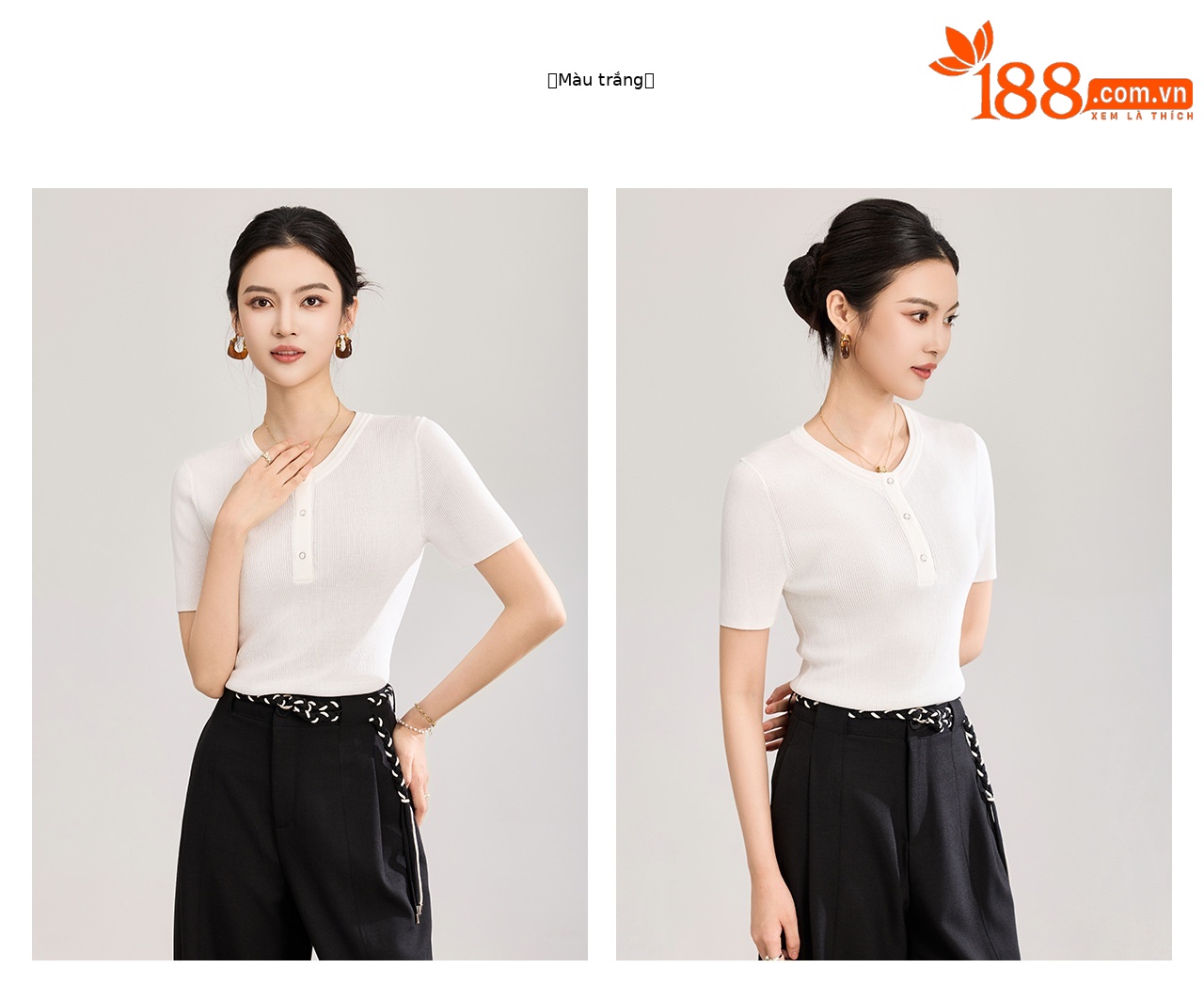 Áo thun nữ cổ tròn tay ngắn dệt kim siêu mịn form vừa vặn — màu đen chi tiết 16