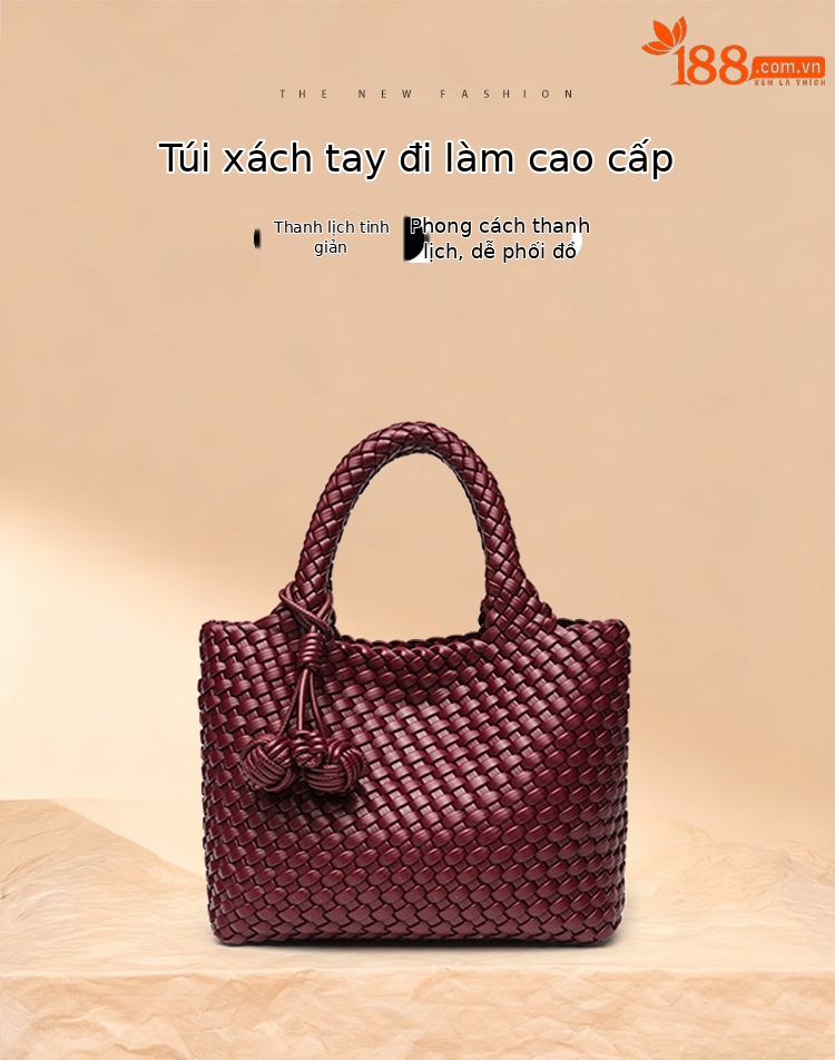 Túi tote nữ đan tay cao cấp phong cách thời trang, quai xách tay và đeo chéo chi tiết 1