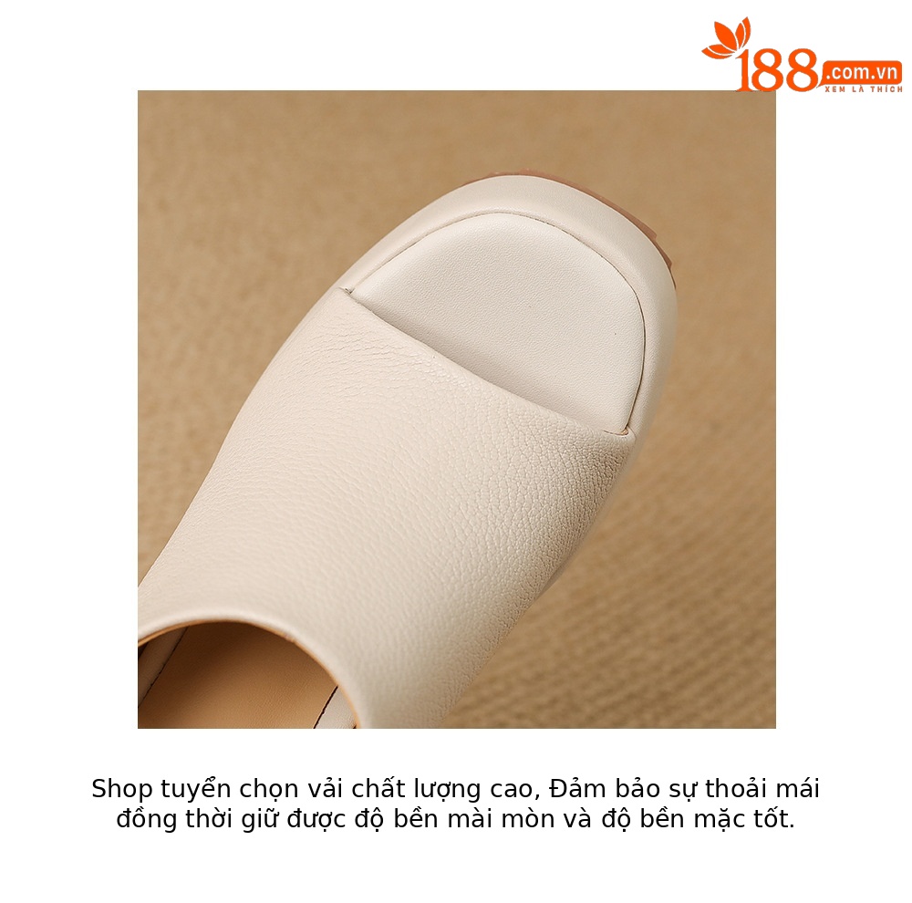 Sandal cao gót nữ hở mũi đế xuồng da bò mềm quai dán — màu trắng ngà, màu mơ chi tiết 19