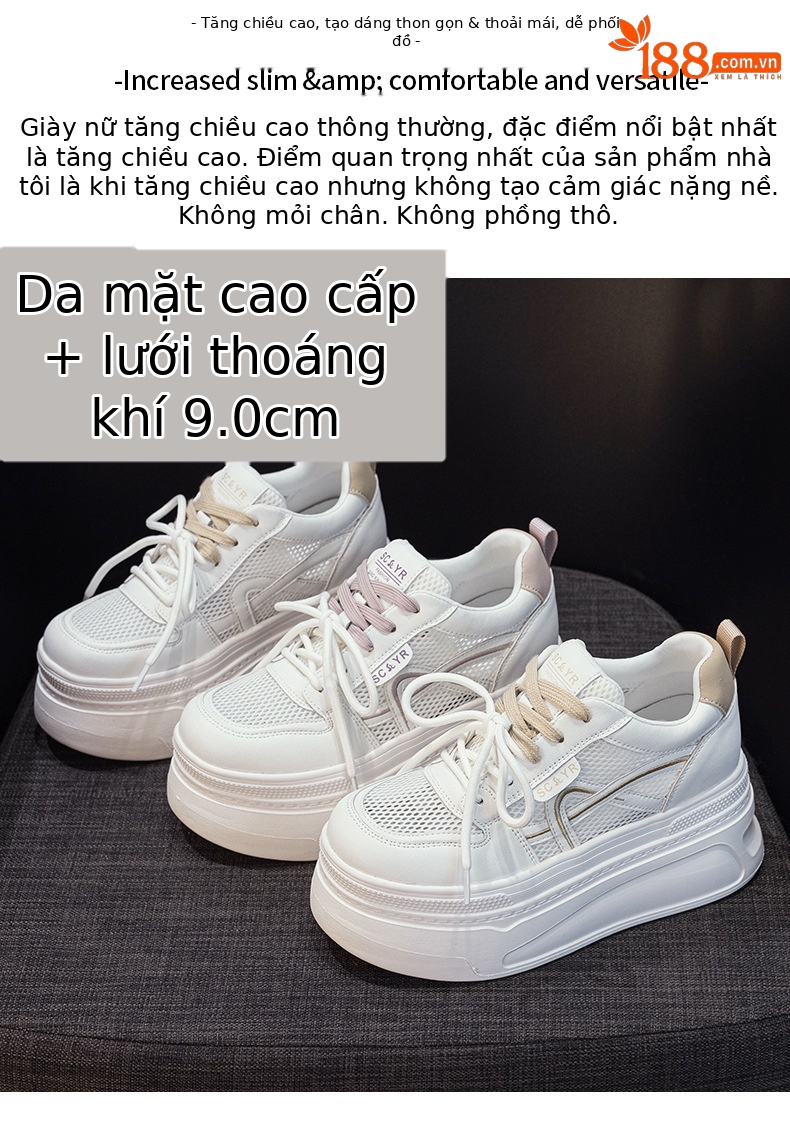 Giày sneaker nữ đế dày tăng chiều cao phong cách thể thao nhẹ — Tím 5057, Mơ 5057 chi tiết 2