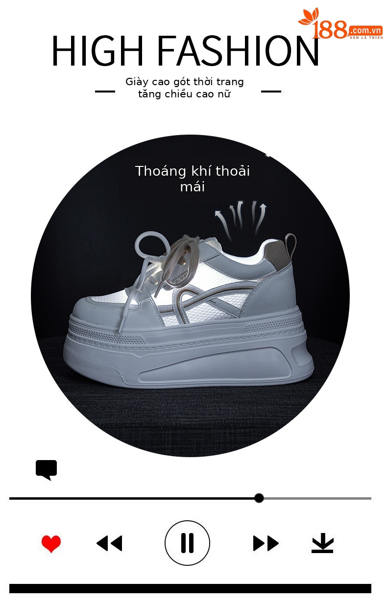 Giày sneaker nữ đế dày tăng chiều cao phong cách thể thao nhẹ — Tím 5057, Mơ 5057 chi tiết 5