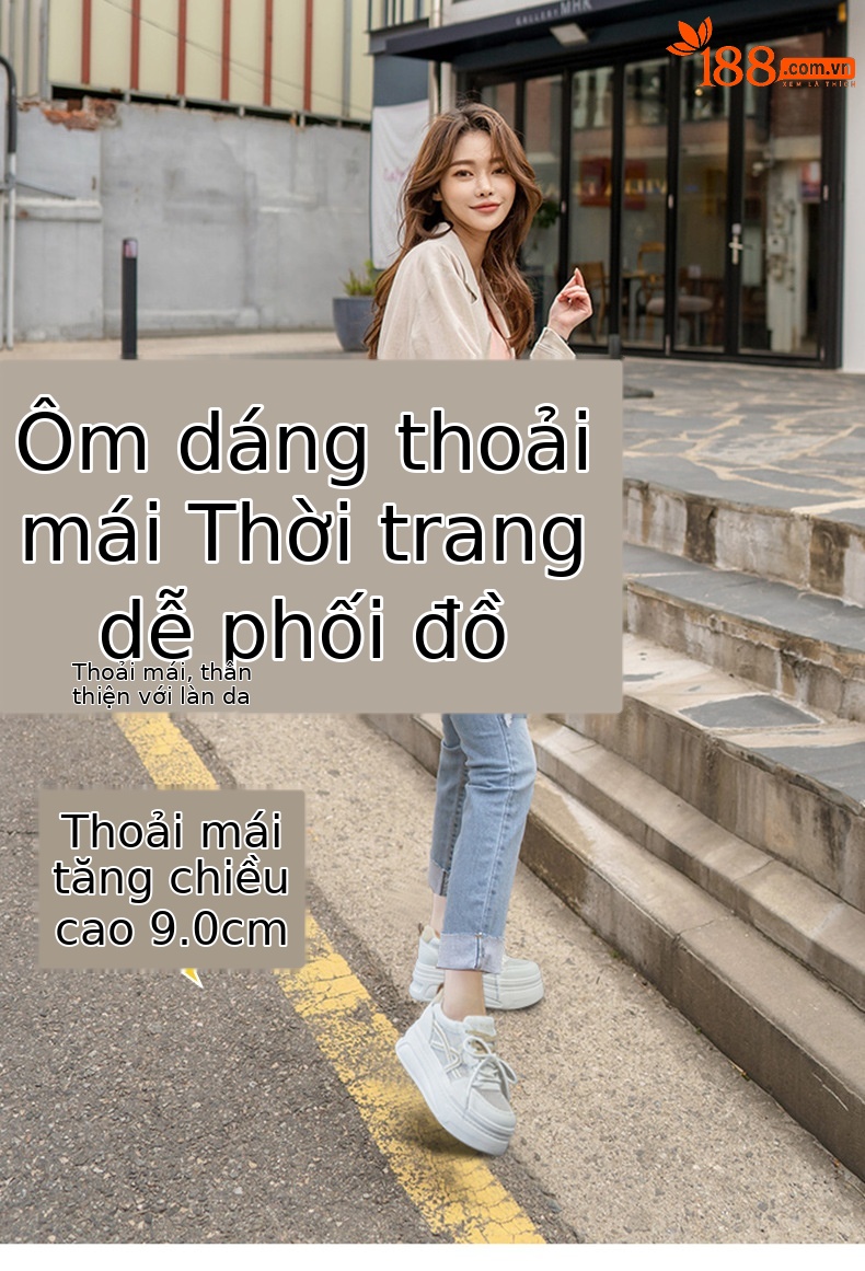 Giày sneaker nữ đế dày tăng chiều cao phong cách thể thao nhẹ — Tím 5057, Mơ 5057 chi tiết 1
