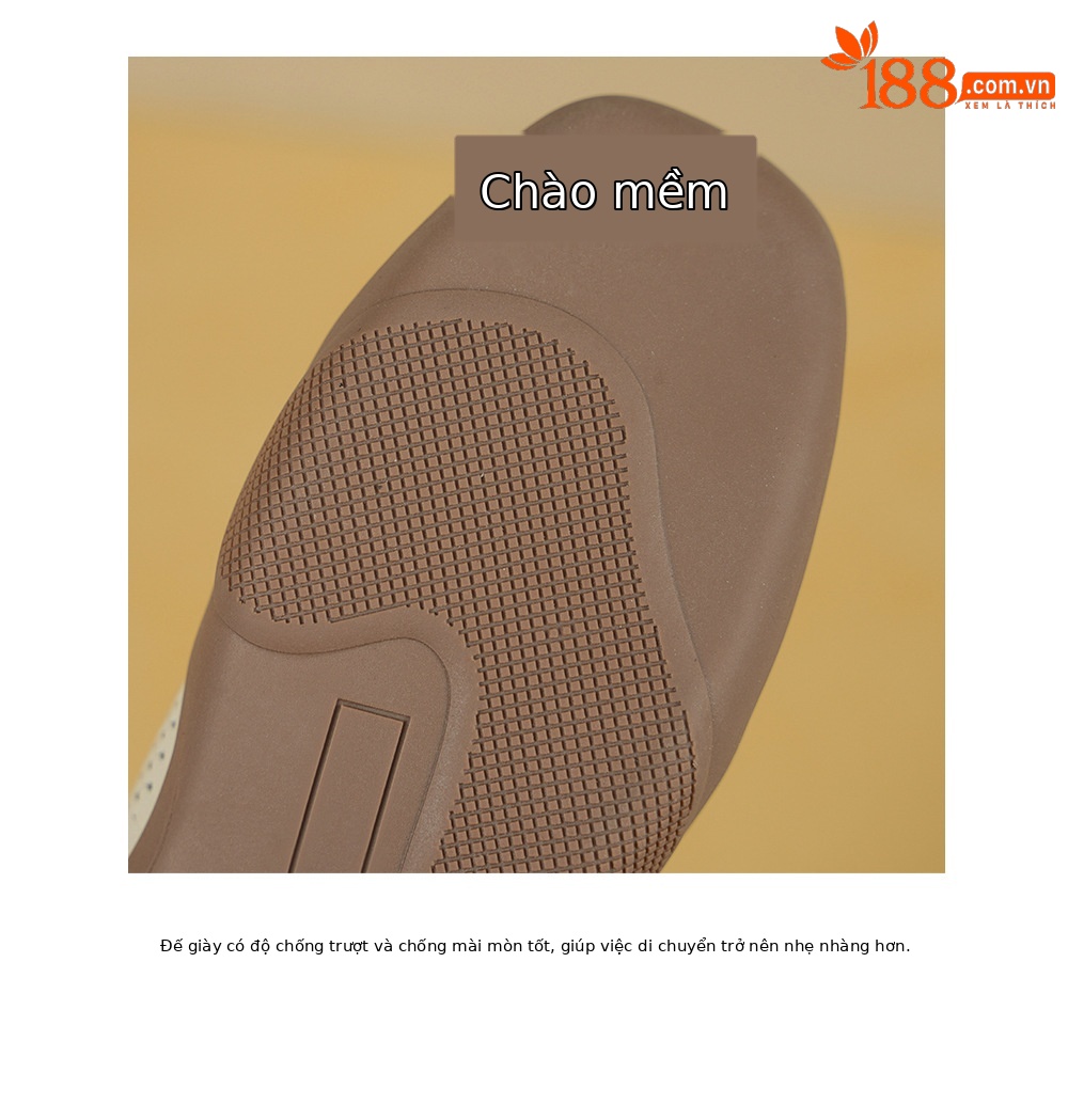 Giày sneaker nữ đế dày da cừu quai ngang lỗ rỗng — màu trắng ngà chi tiết 19