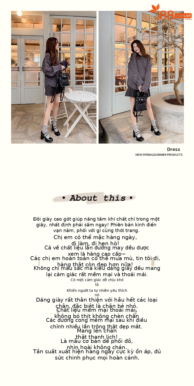 Giày Mary Jane cao gót nữ mũi nhọn quai đôi gót vuông ổn định — màu đen, màu mơ, màu đỏ chi tiết 2