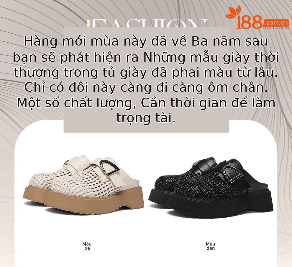 Giày mule nữ đế xuồng cao gót 5cm, dáng hở gót, thoáng khí, phong cách thời trang hè — 6103 Màu be, 6103 Da đen chi tiết 1