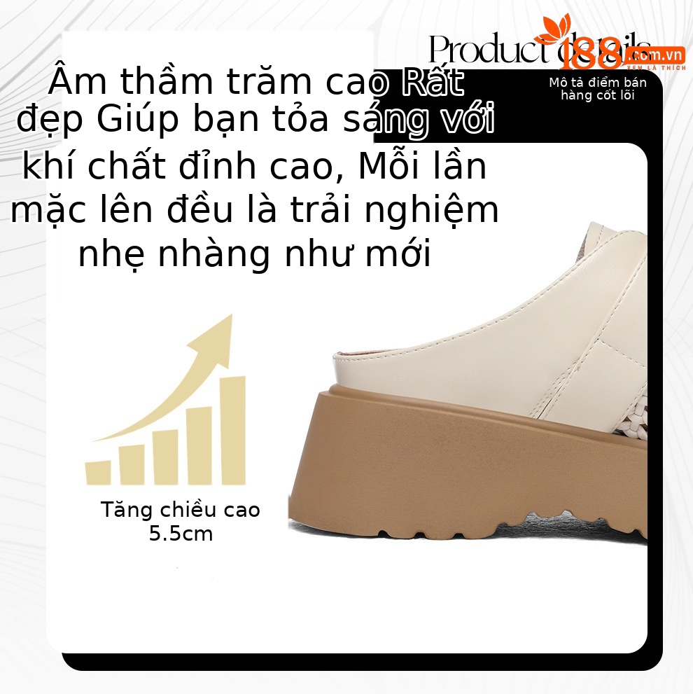 Giày mule nữ đế xuồng cao gót 5cm, dáng hở gót, thoáng khí, phong cách thời trang hè — 6103 Màu be, 6103 Da đen chi tiết 3