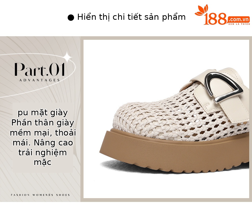 Giày mule nữ đế xuồng cao gót 5cm, dáng hở gót, thoáng khí, phong cách thời trang hè — 6103 Màu be, 6103 Da đen chi tiết 8