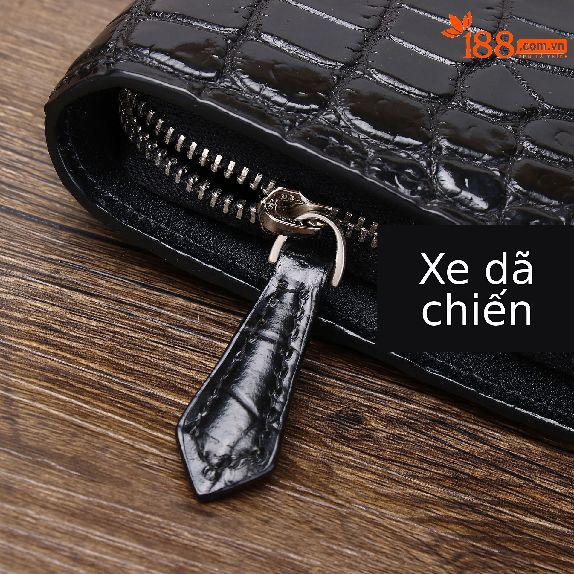 Ví cầm tay nam da bò vân cá sấu phong cách công sở nhiều ngăn thẻ chi tiết 5