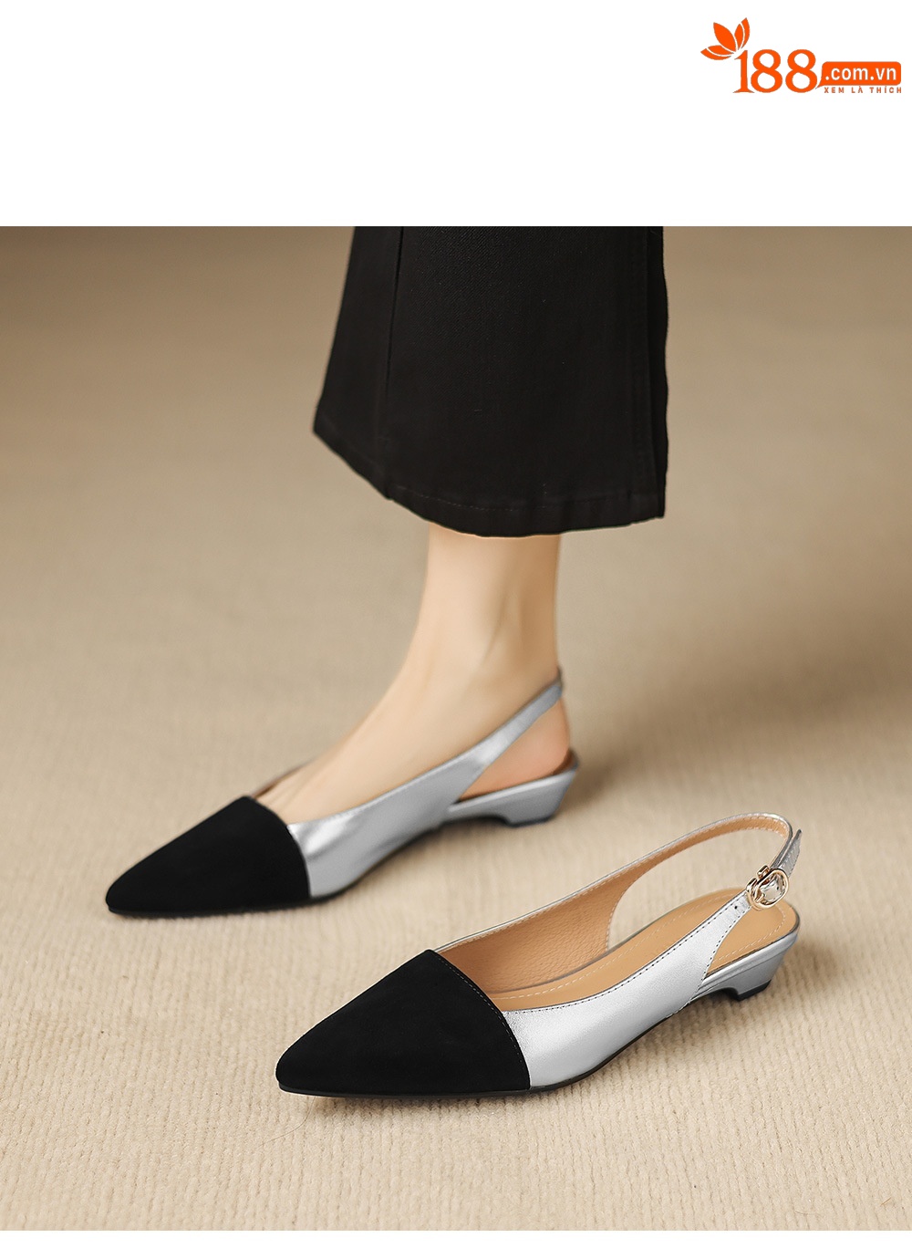 Sandal nữ gót thấp 2,5 cm mũi kín quai hậu phong cách tiểu hương — đen chi tiết 7