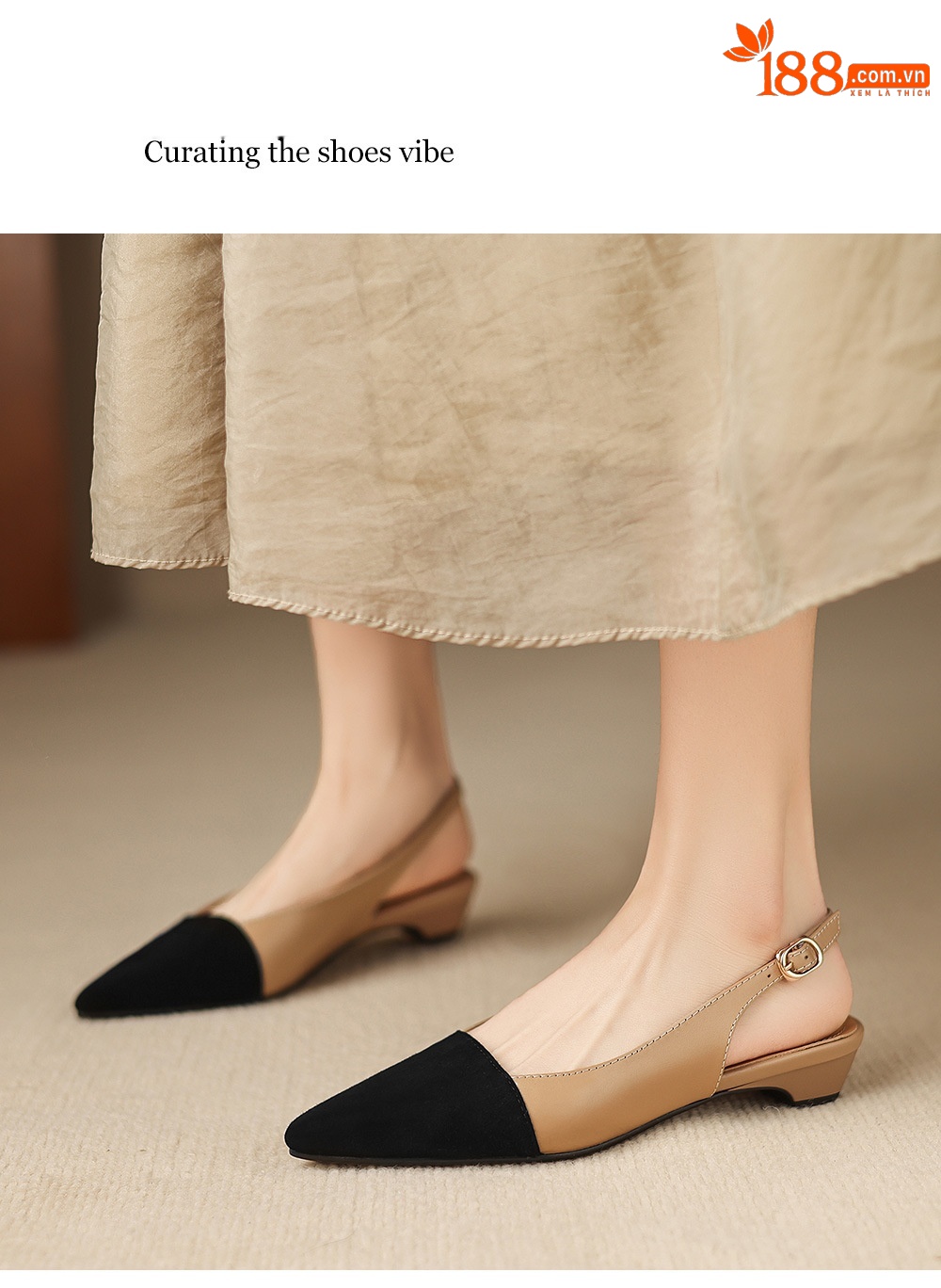 Sandal nữ gót thấp 2,5 cm mũi kín quai hậu phong cách tiểu hương — đen chi tiết 16