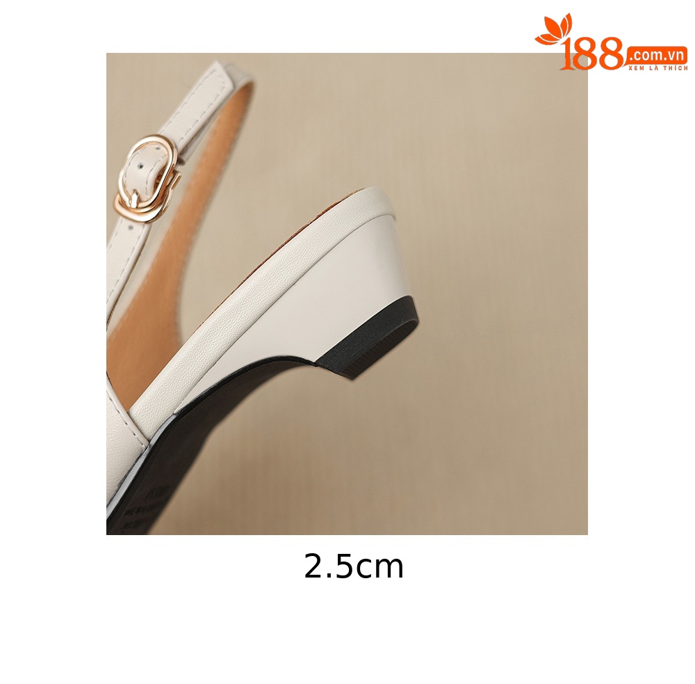 Sandal nữ gót thấp 2,5 cm mũi kín quai hậu phong cách tiểu hương — đen chi tiết 20