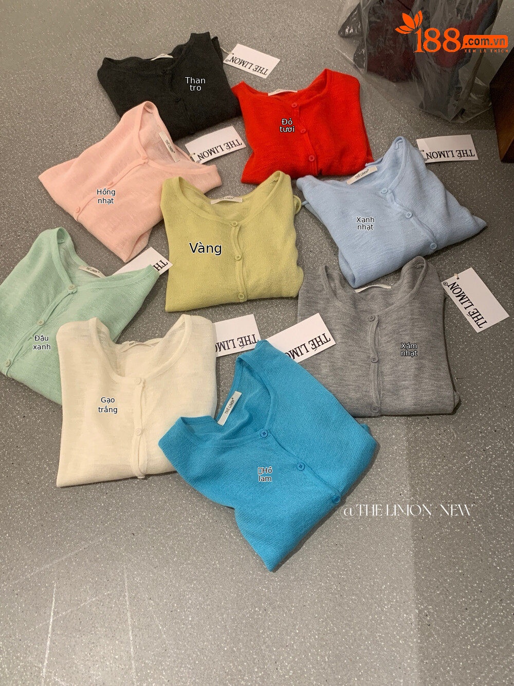 Áo khoác cardigan nữ cổ tròn chất liệu tre đũi chống nắng mỏng nhẹ — Đỏ thẫm, Xám cacbon, trắng ngà, xanh nhạt chi tiết 26