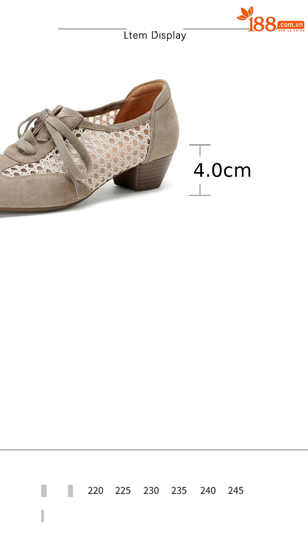 Giày sandal cao gót nữ hở mũi phối lưới, gót 4 cm, phong cách vintage — đen chi tiết 3