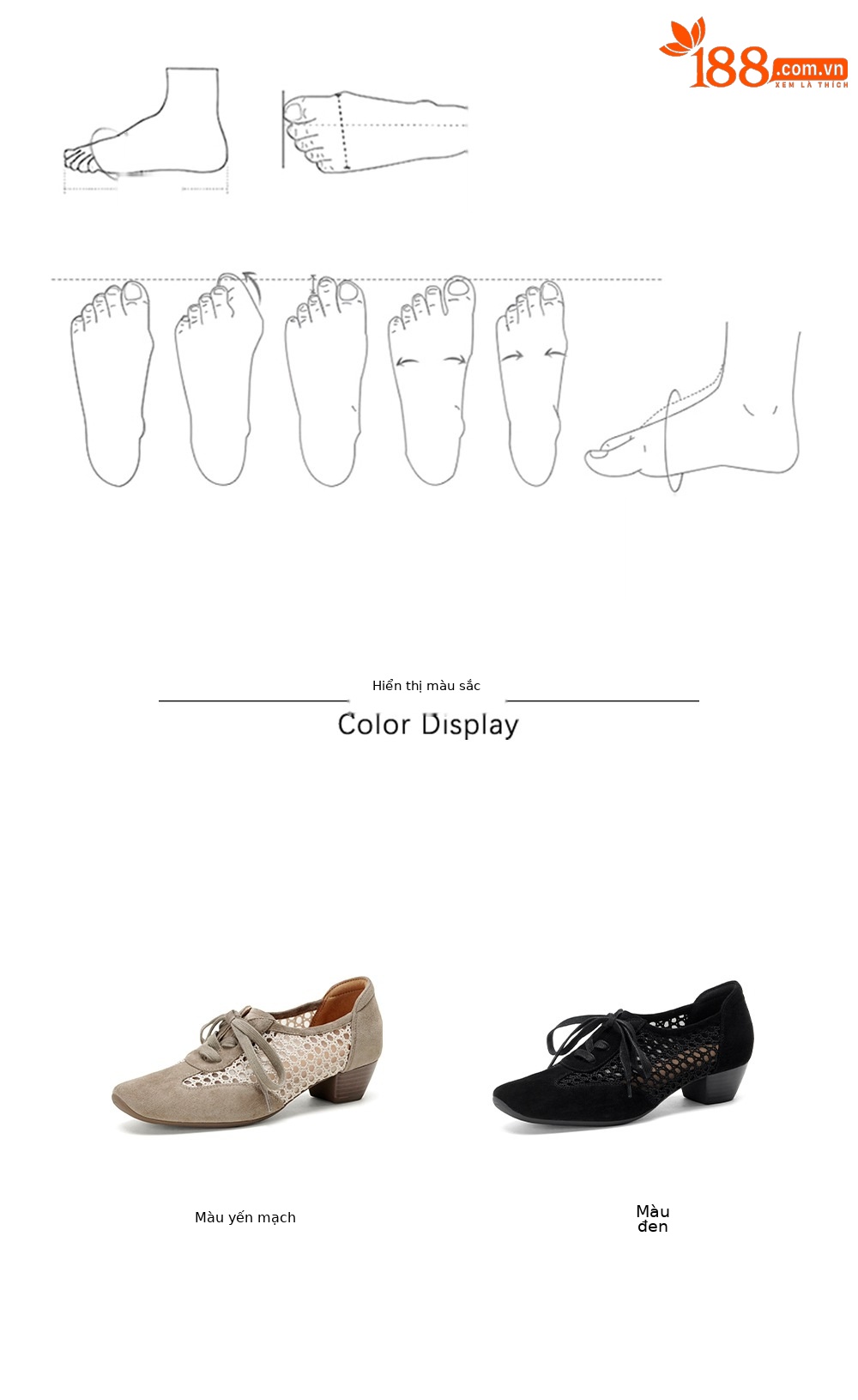 Giày sandal cao gót nữ hở mũi phối lưới, gót 4 cm, phong cách vintage — đen chi tiết 4