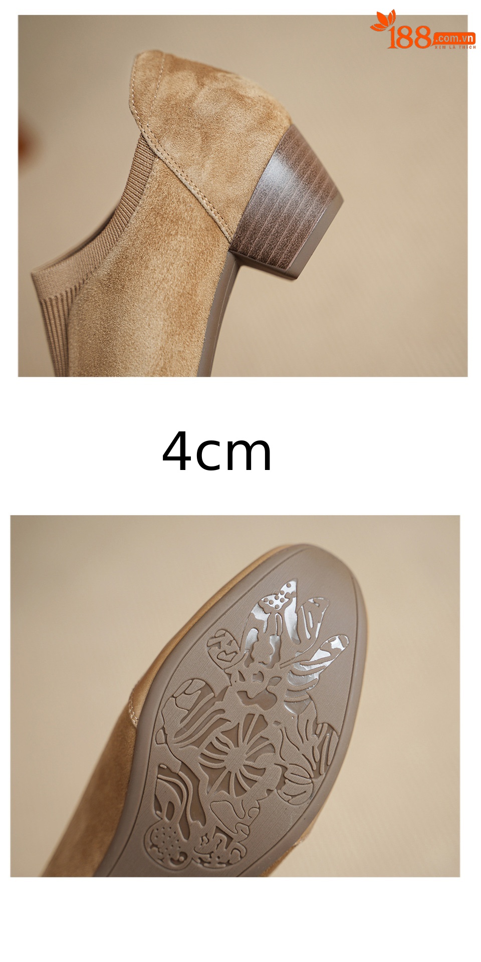 Giày nữ mũi vuông gót trung bình phong cách Pháp, da lộn phối màu, đế mềm — đen chi tiết 15
