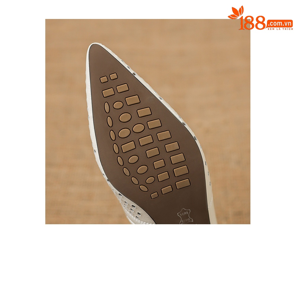 Sandal nữ gót thấp 5.5 cm mũi kín quai ngang khóa một chữ — màu trắng ngà chi tiết 22