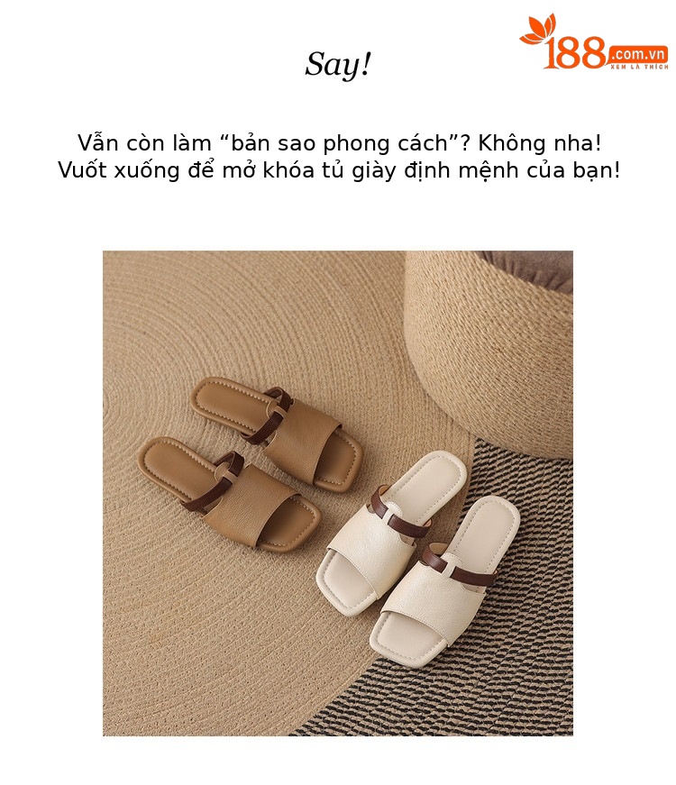 Dép sandal nữ xỏ ngón đế bệt phối màu hở mũi thời trang — màu trắng ngà, màu mơ chi tiết 2