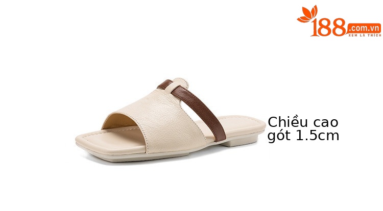 Dép sandal nữ xỏ ngón đế bệt phối màu hở mũi thời trang — màu trắng ngà, màu mơ chi tiết 4