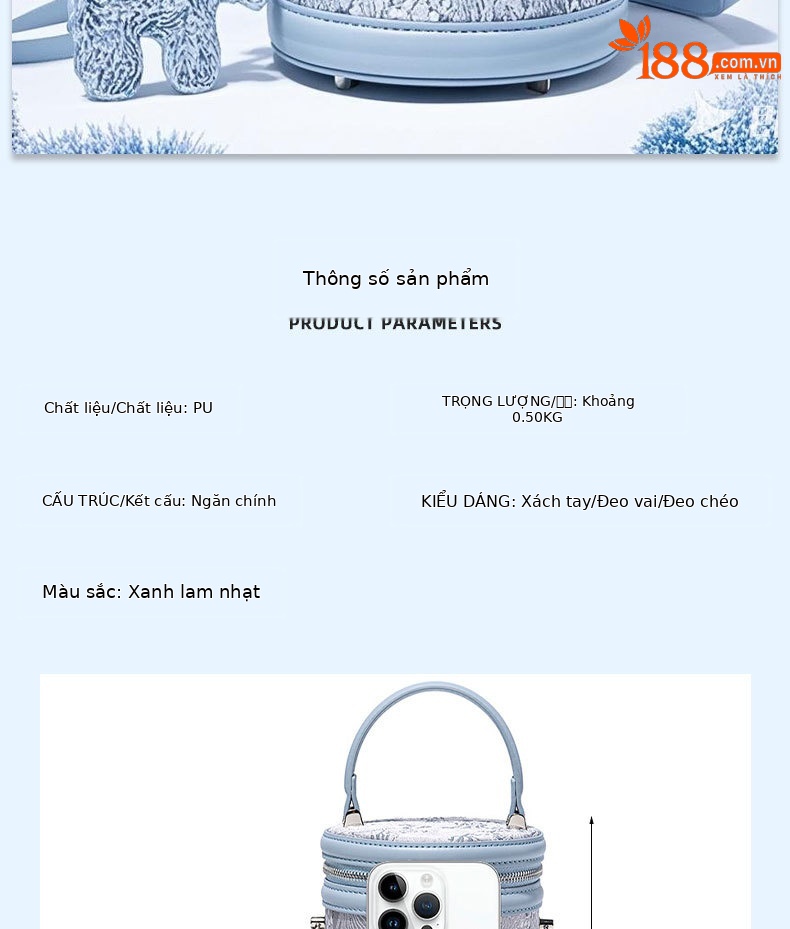 Túi bucket nữ dây rút thiết kế mới xuân 2025, phong cách đơn giản sang trọng, đeo chéo hoặc xách tay, dung tích lớn chi tiết 5
