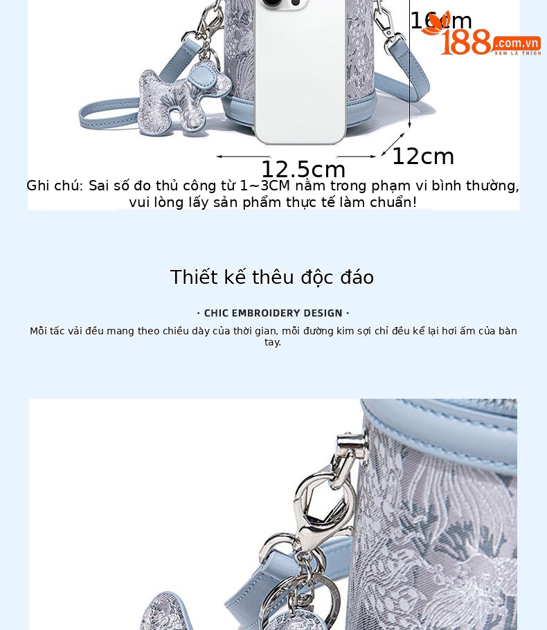 Túi bucket nữ dây rút thiết kế mới xuân 2025, phong cách đơn giản sang trọng, đeo chéo hoặc xách tay, dung tích lớn chi tiết 6