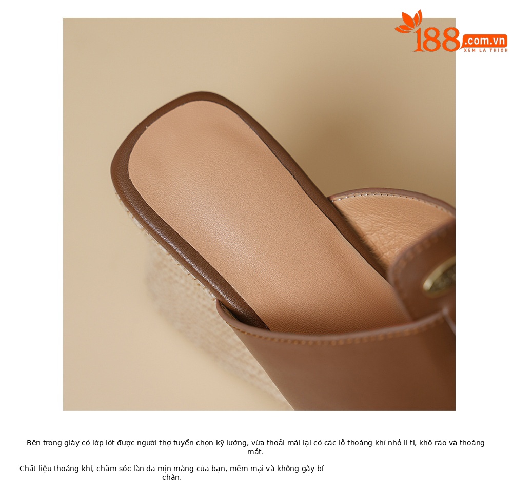 Sandal cao gót nữ hở mũi phong cách Bohemian đế xuồng đan dây — màu nâu, màu mơ chi tiết 17