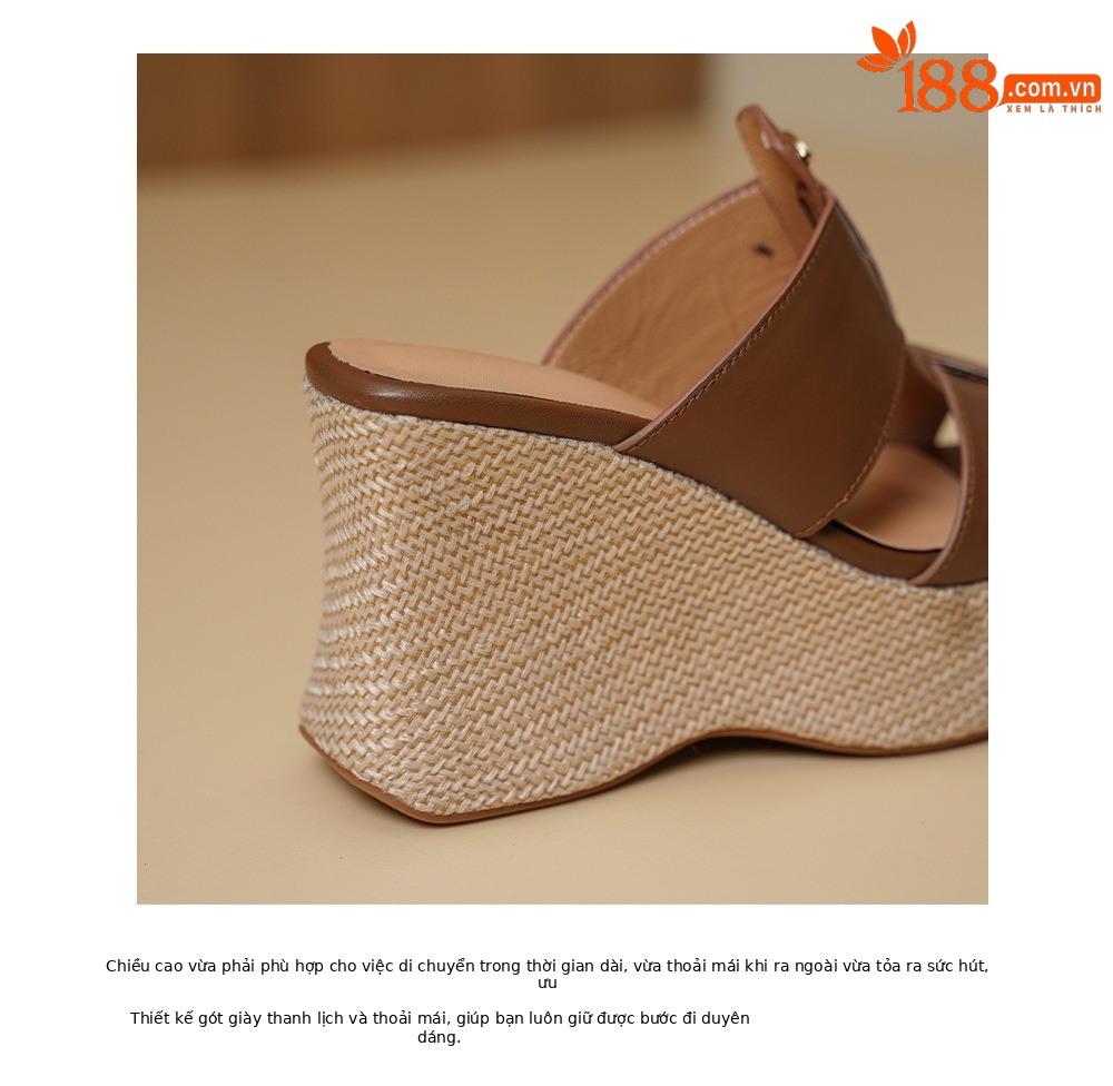 Sandal cao gót nữ hở mũi phong cách Bohemian đế xuồng đan dây — màu nâu, màu mơ chi tiết 18