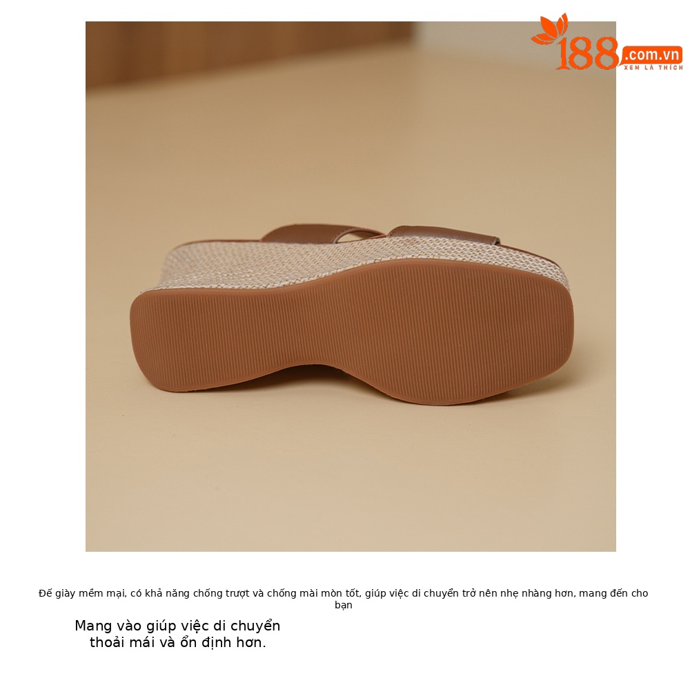Sandal cao gót nữ hở mũi phong cách Bohemian đế xuồng đan dây — màu nâu, màu mơ chi tiết 19