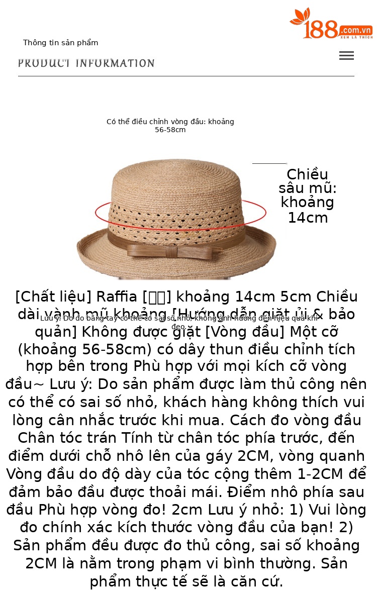 Mũ rộng vành nữ đan rỗng lụa gai nơ bướm du lịch hè chống nắng — màu be chi tiết 2