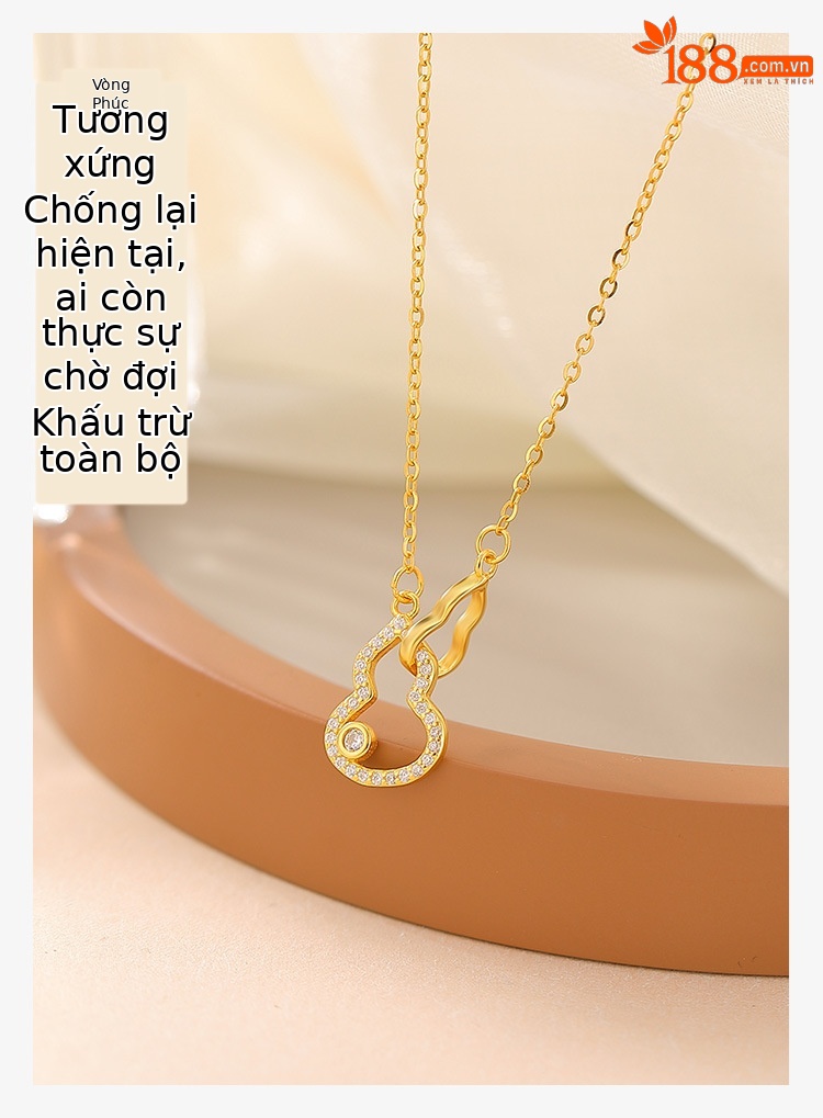 Dây chuyền bạc S925 mạ vàng mặt hồ lô rỗng thiết kế độc đáo phong cách nhẹ nhàng — Bạc (Bộ dây chuyền) chi tiết 1