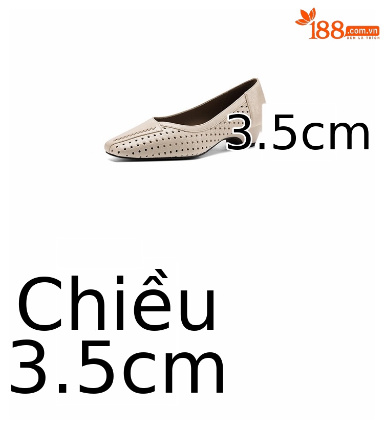 Giày lười nữ mũi vuông da dê đục lỗ hở mũi gót thấp 3,5 cm — Sương mù xanh chi tiết 5