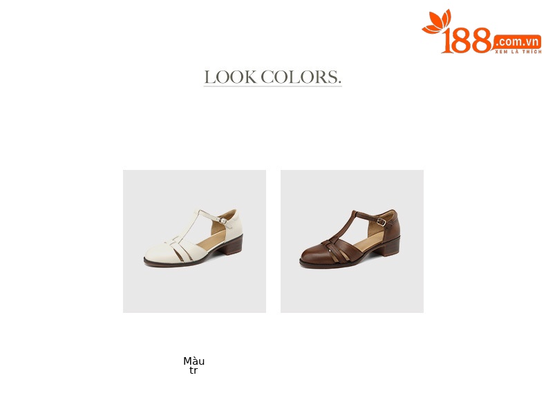 Sandal nữ quai ngang gót vuông mũi tròn bít kiểu dệt vintage — màu nâu chi tiết 5