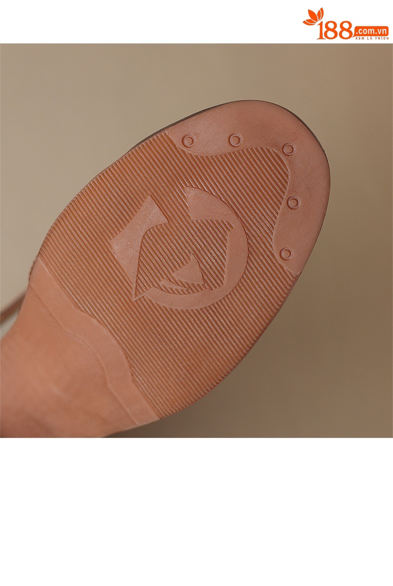 Sandal nữ quai ngang gót vuông mũi tròn bít kiểu dệt vintage — màu nâu chi tiết 16