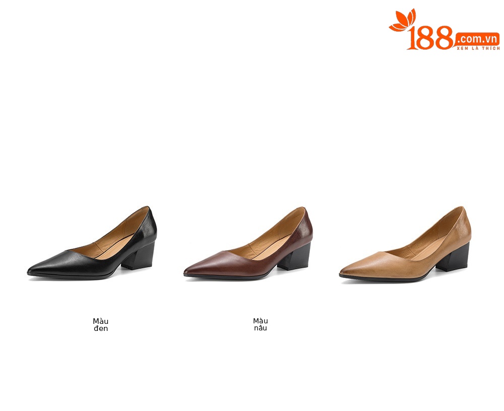 Giày cao gót nữ mũi nhọn da cừu, gót 5,5 cm, quai ngang khóa, phong cách Hàn Quốc — màu nâu chi tiết 4