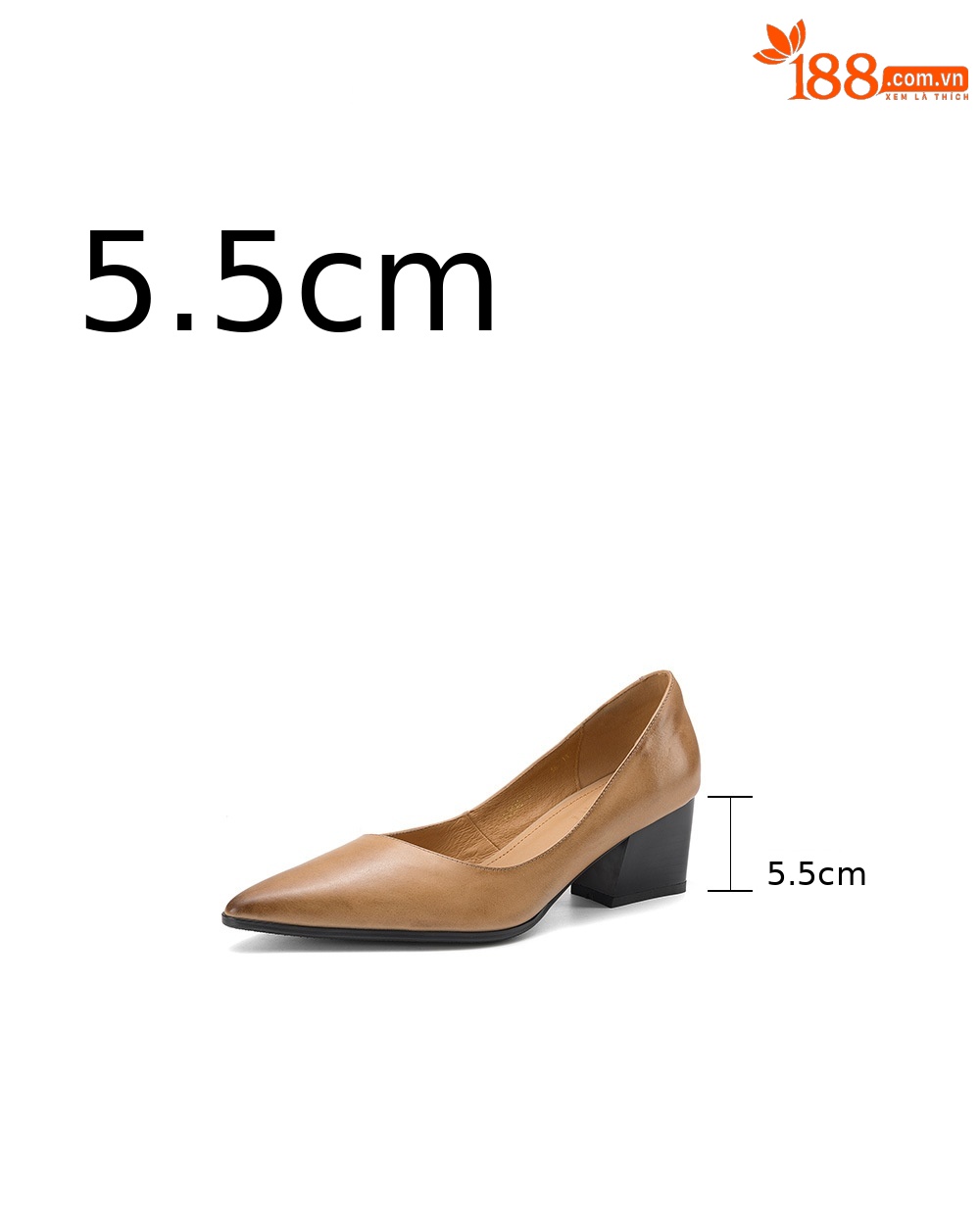 Giày cao gót nữ mũi nhọn da cừu, gót 5,5 cm, quai ngang khóa, phong cách Hàn Quốc — màu nâu chi tiết 3