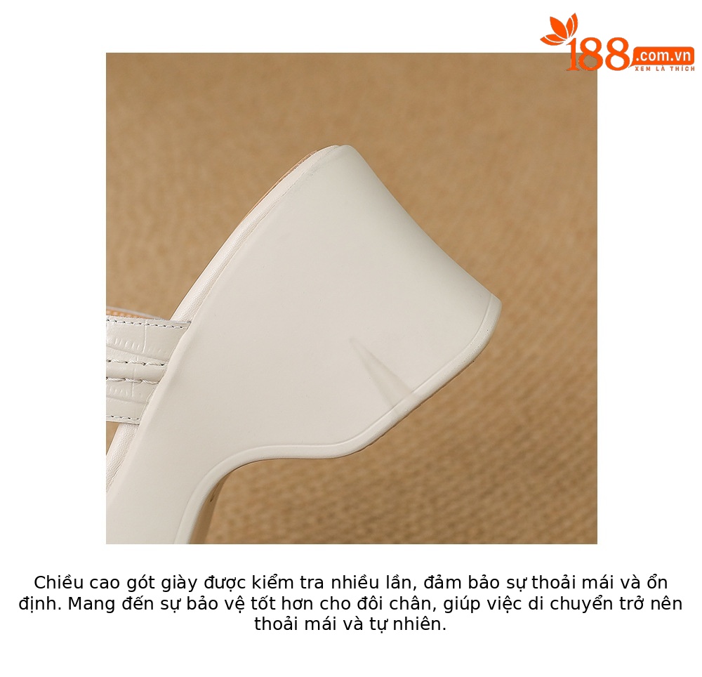 Dép sandal nữ quai chữ V đế xuồng cao 8 cm, mũi hở, đế dày êm chân — Trắng kem-, màu vàng chi tiết 21