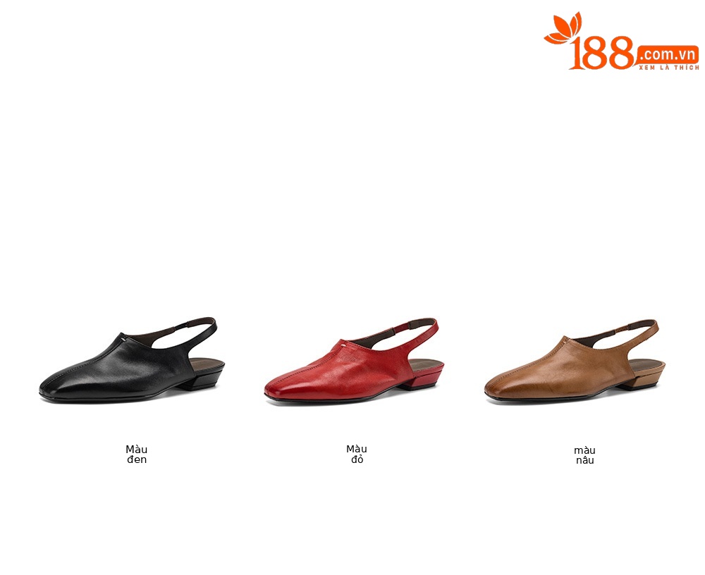 Sandal nữ mũi nhọn quai ngang gót thấp phong cách Hàn Quốc — màu nâu chi tiết 4